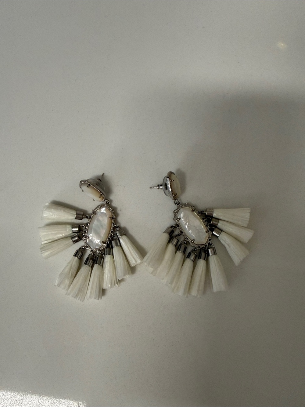 Kendra Scott White Tassel Statement Earrings
